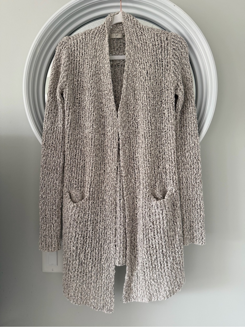 Joie Open-Front Chunky Knit Cardigan in Heather Cream
